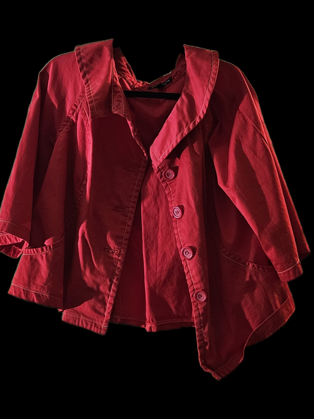 Red Button-Front Jacket - Brand Unspecified